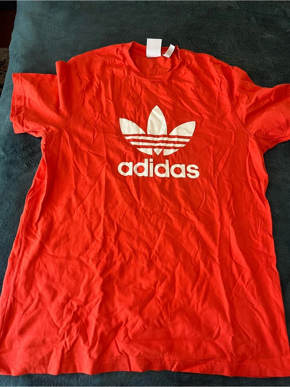 adidas Red Tee with White Trefoil Logo